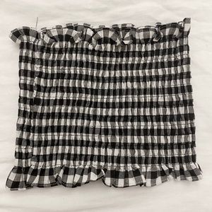 ootd fash black & white striped tube top